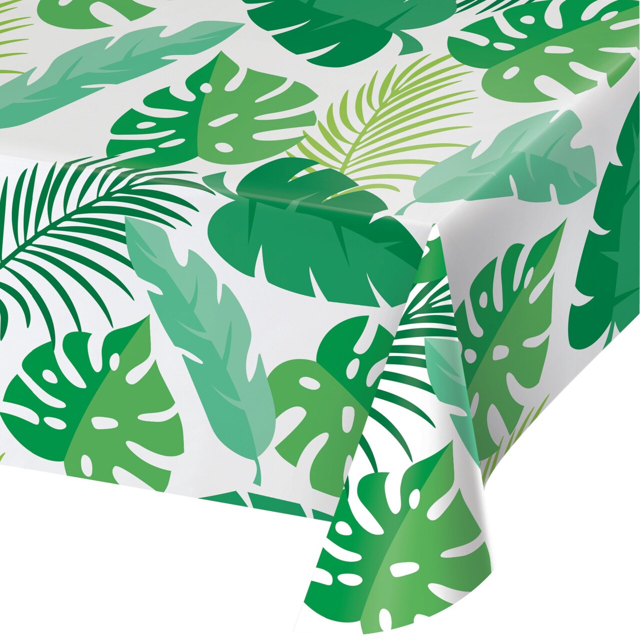 Party Central Pack of 6 Green and White Palm Leaf Party Tablecloths 54" x 108"